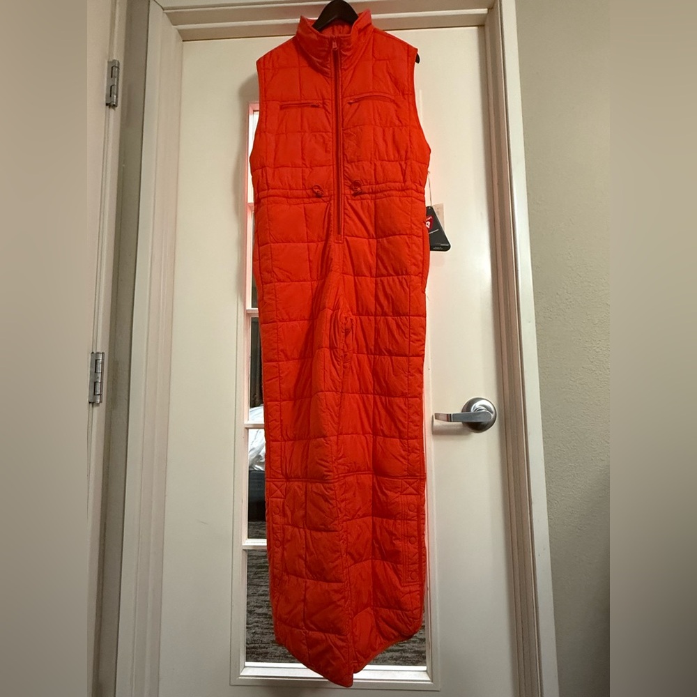 Free People FP Movement Pippa Packable Puffer Suit, Cherry Tomato Sleeveless Ski
